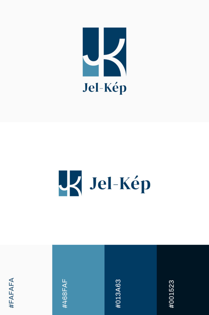 a Jel-Kép folyóirat kék árnyalatú arculati terve