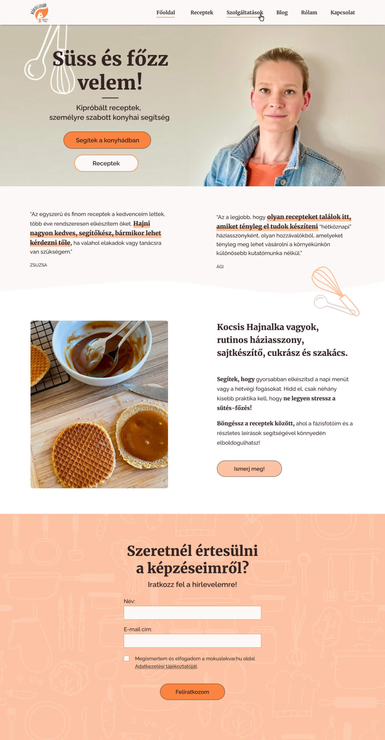 A Mókuslekvár főoldalának teteje.